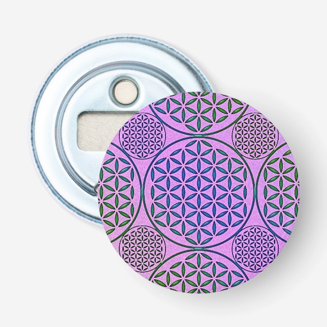 Flower of Life - stamp grunge pattern 3 Bottle Opener (Front)