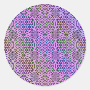 Flower of Life - stamp grunge pattern 3 Classic Round Sticker