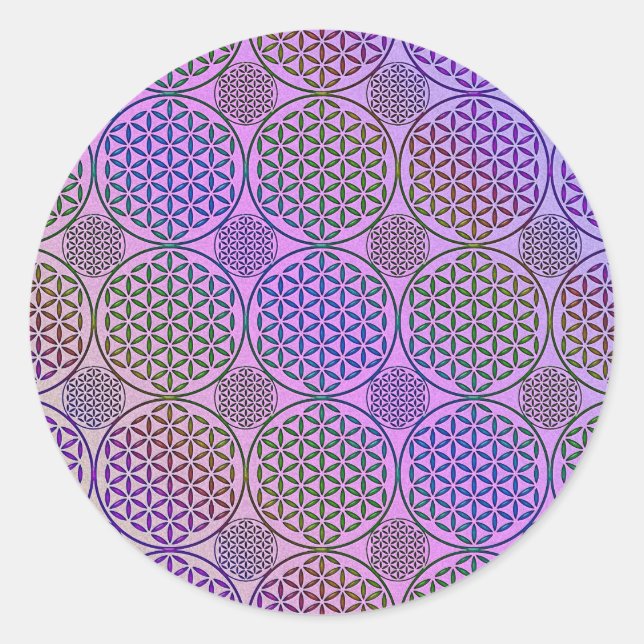 Flower of Life - stamp grunge pattern 3 Classic Round Sticker (Front)