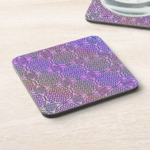Flower of Life - stamp grunge pattern 3 Coaster