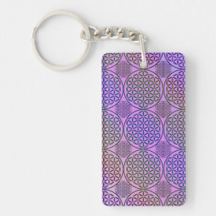 Flower of Life - stamp grunge pattern 3 Key Ring