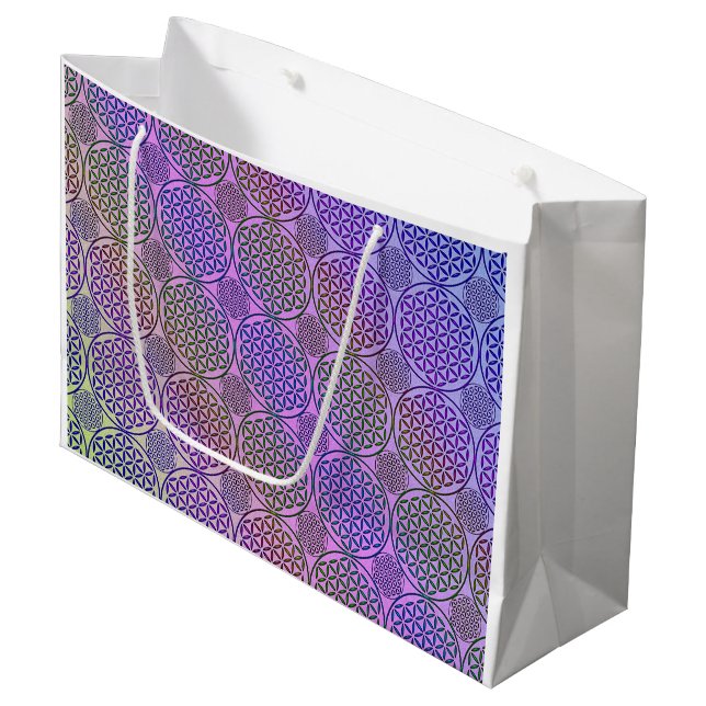Flower of Life - stamp grunge pattern 3 Large Gift Bag (Front Angled)