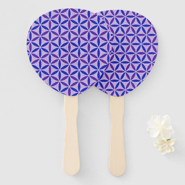 FLOWER OF LIFE - stamp pattern 4 Hand Fan (Front and Back)