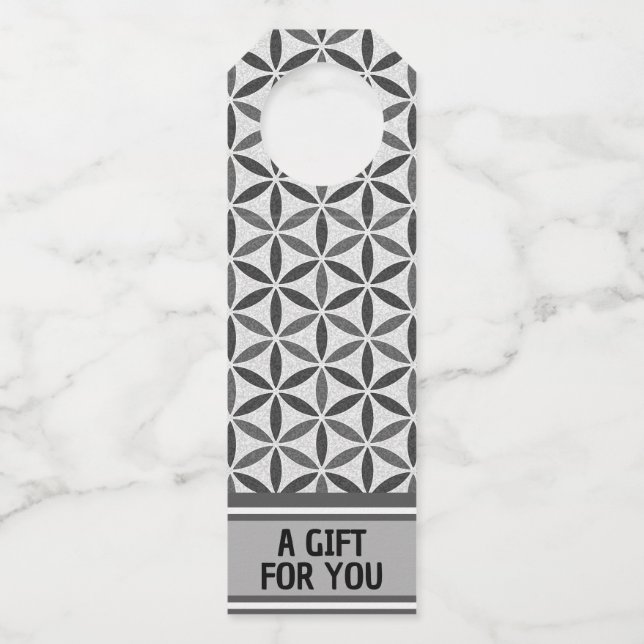 FLOWER OF LIFE - stamp pattern 5 Bottle Tag (Front)