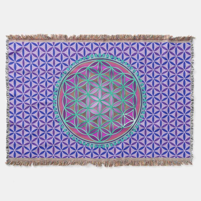 Flower of Life - stamp pattern - BG 4 Throw Blanket (Front)