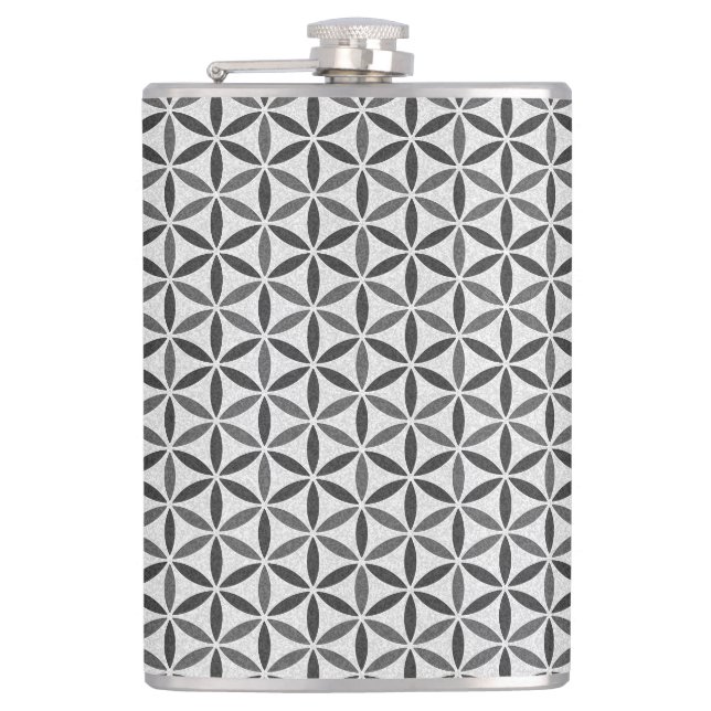 Flower of Life - stamp pattern - BG 5 Hip Flask (Front)
