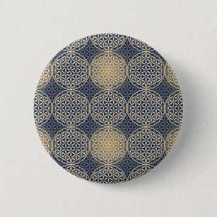 Flower of Life - stamp pattern - blue sand 6 Cm Round Badge