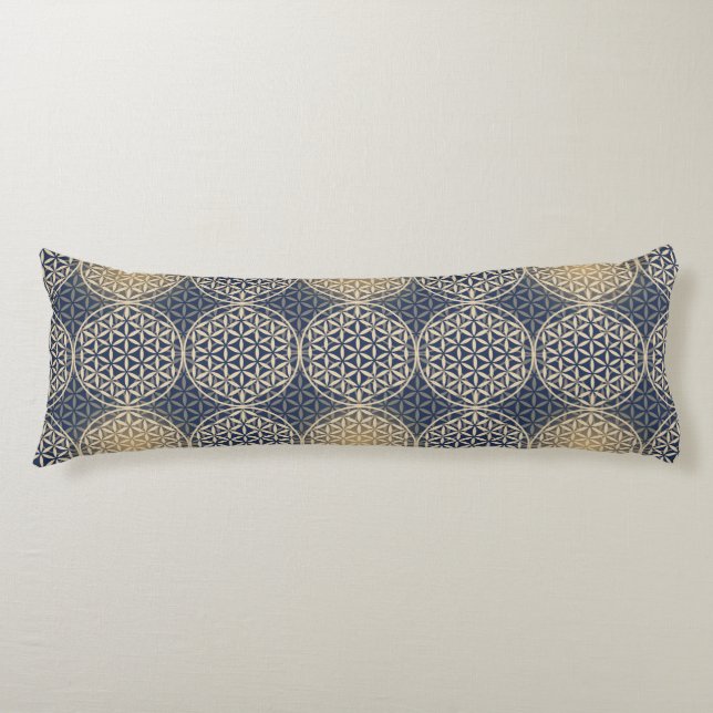 Flower of Life - stamp pattern - blue sand Body Cushion (Front)