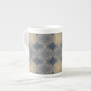 Flower of Life - stamp pattern - blue sand Bone China Mug