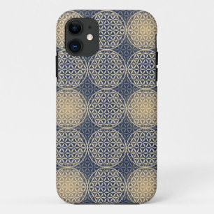 Flower of Life - stamp pattern - blue sand iPhone 11 Case
