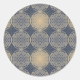 Flower of Life - stamp pattern - blue sand Classic Round Sticker