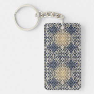 Flower of Life - stamp pattern - blue sand Key Ring