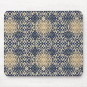 Flower of Life - stamp pattern - blue sand Mouse Mat
