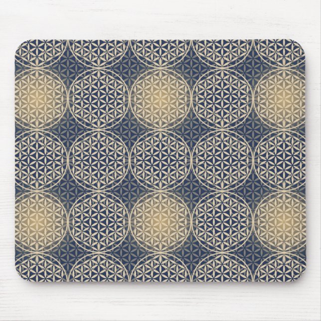 Flower of Life - stamp pattern - blue sand Mouse Mat (Front)