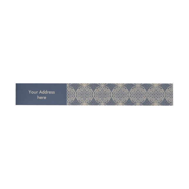 Flower of Life - stamp pattern - blue sand Wraparound Address Label (Individual)