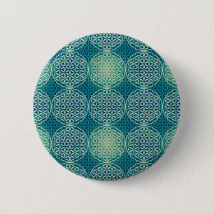 Flower of Life - stamp pattern - cyan 6 Cm Round Badge