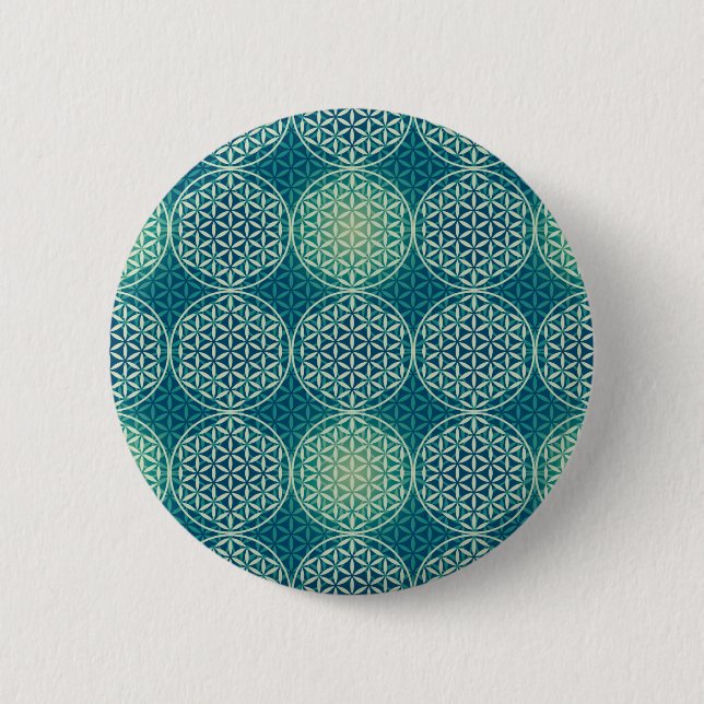 Flower of Life - stamp pattern - cyan 6 Cm Round Badge (Front)