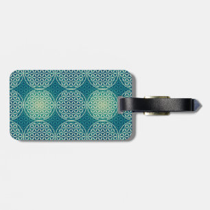 Flower of Life - stamp pattern - cyan blue Luggage Tag