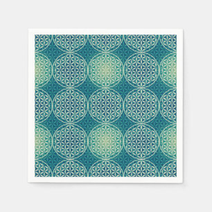 Flower of Life - stamp pattern - cyan blue Napkin