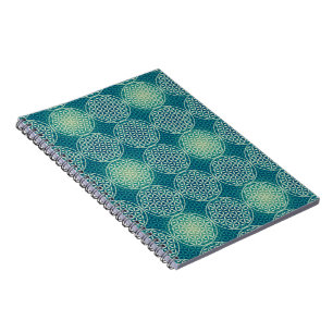 Flower of Life - stamp pattern - cyan blue Notebook