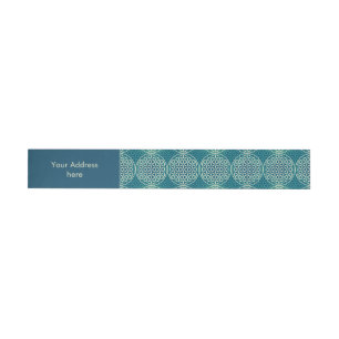 Flower of Life - stamp pattern - cyan blue Wraparound Address Label
