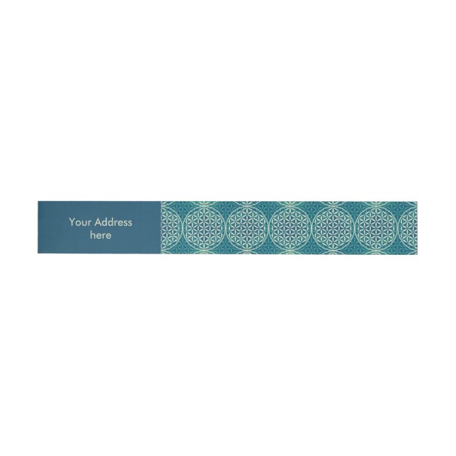 Flower of Life - stamp pattern - cyan blue Wraparound Address Label (Individual)