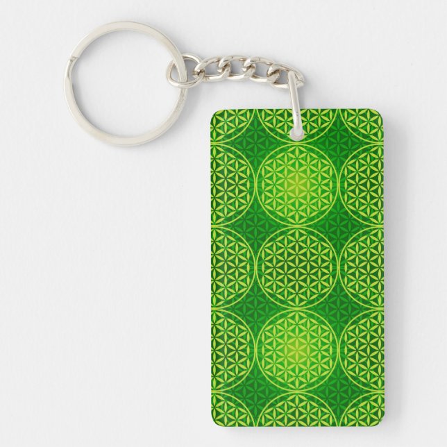 Flower of Life - stamp pattern - green Key Ring (Front)