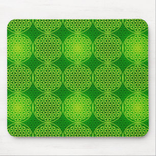Flower of Life - stamp pattern - green Mouse Mat