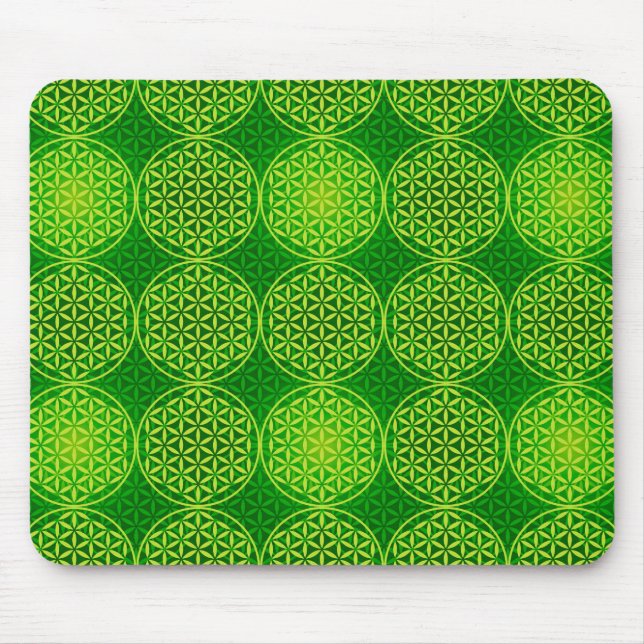 Flower of Life - stamp pattern - green Mouse Mat (Front)