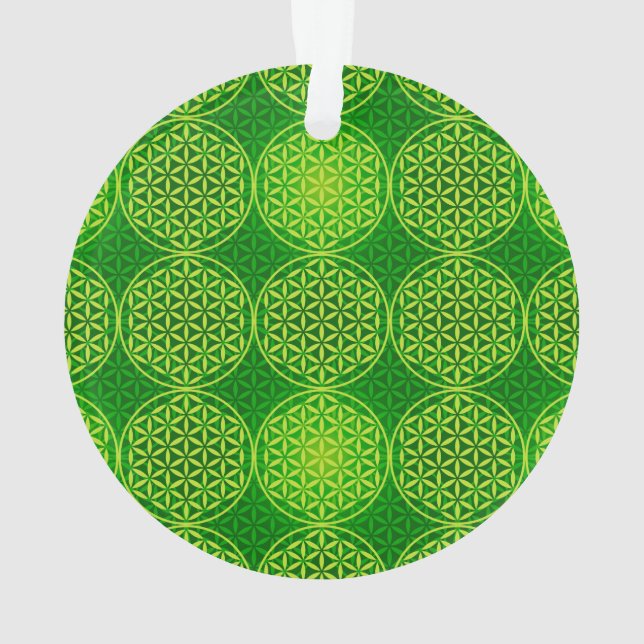 Flower of Life - stamp pattern - green Ornament (Back)