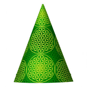 Flower of Life - stamp pattern - green Party Hat