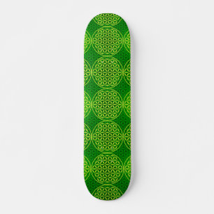 Flower of Life - stamp pattern - green Skateboard