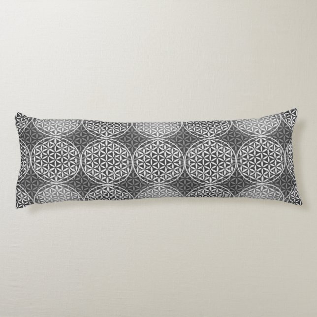 Flower of Life - stamp pattern - grey Body Cushion (Back)