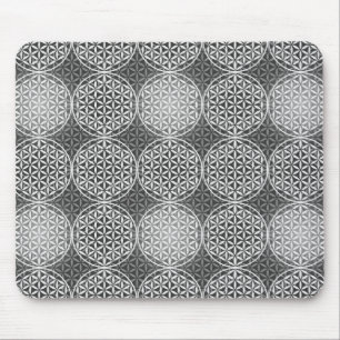 Flower of Life - stamp pattern - grey Mouse Mat