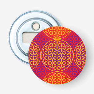 Flower of Life - stamp pattern - orange pink Bottle Opener