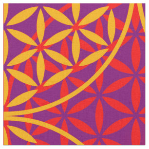 Flower of Life - stamp pattern - orange pink Fabric