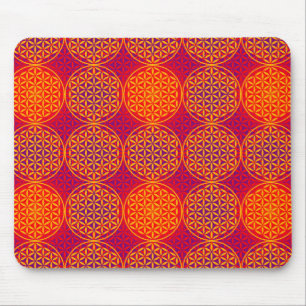 Flower of Life - stamp pattern - orange pink Mouse Mat