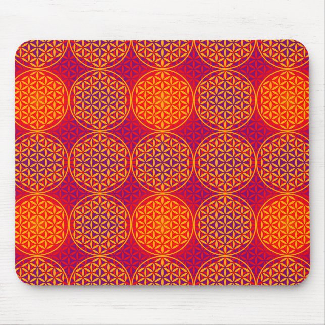Flower of Life - stamp pattern - orange pink Mouse Mat (Front)