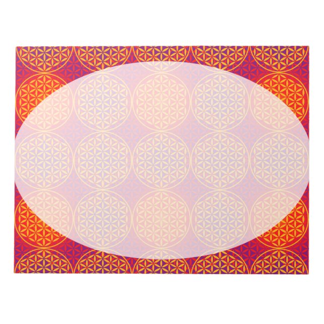 Flower of Life - stamp pattern - orange pink Notepad (Front)
