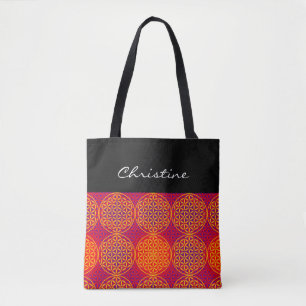 Flower of Life - stamp pattern - orange pink Tote Bag