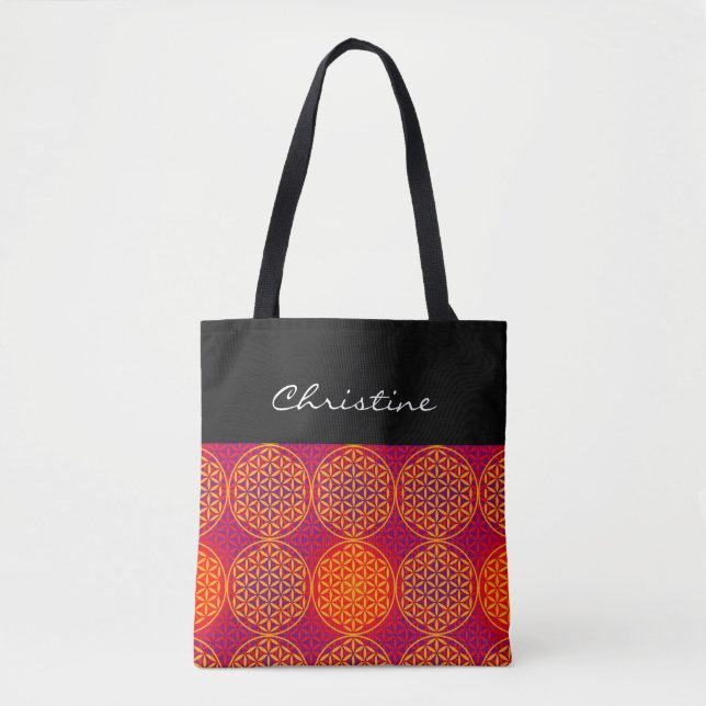 Flower of Life - stamp pattern - orange pink Tote Bag (Front)