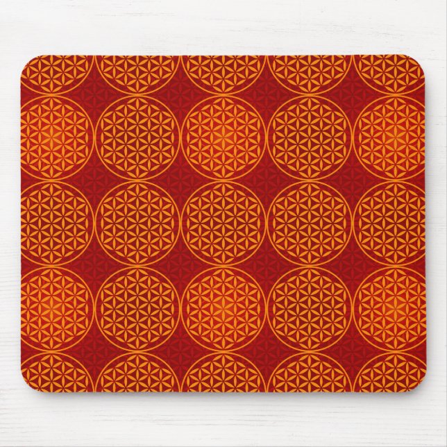 Flower of Life - stamp pattern - orange red Mouse Mat (Front)