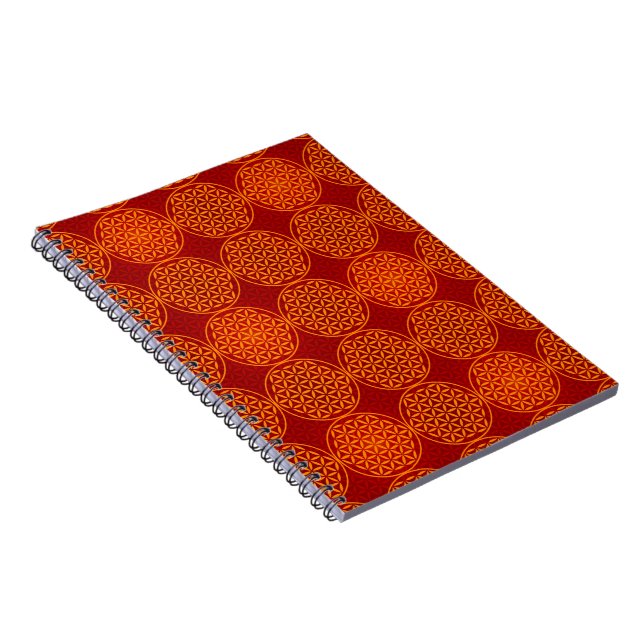 Flower of Life - stamp pattern - orange red Notebook (Right Side)