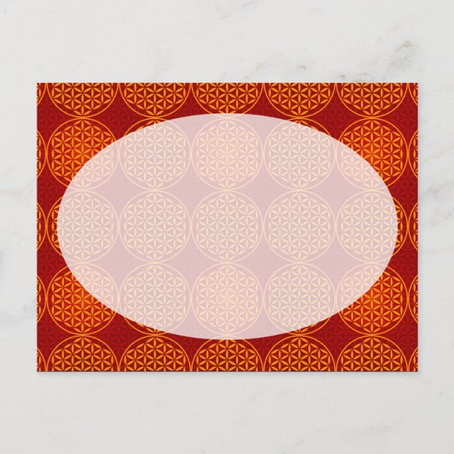 Flower of Life - stamp pattern - orange red Postcard (Front)