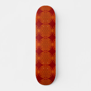 Flower of Life - stamp pattern - orange red Skateboard
