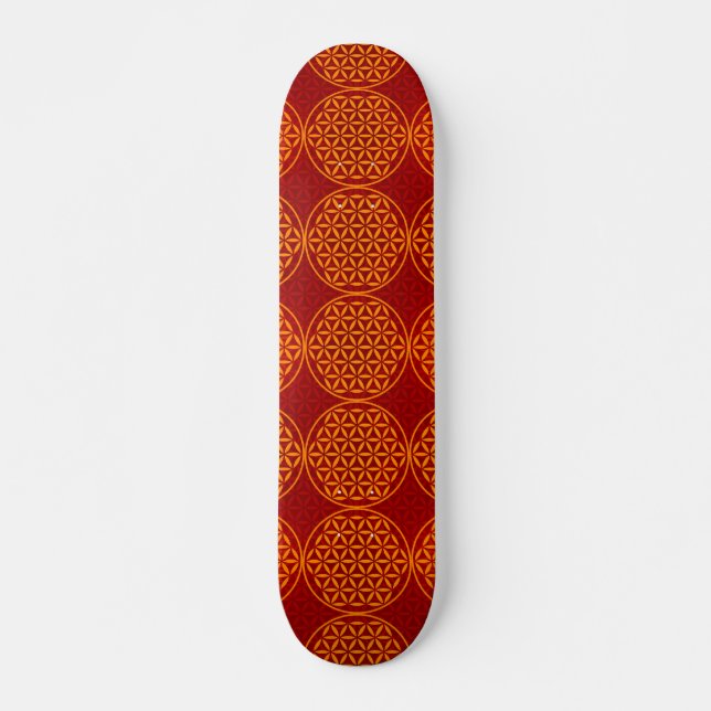 Flower of Life - stamp pattern - orange red Skateboard (Front)