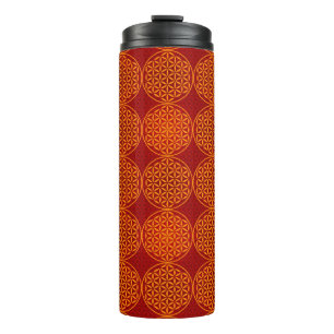 Flower of Life - stamp pattern - orange red Thermal Tumbler