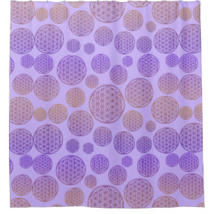 Flower of Life - stamp pattern - orange / violet Shower Curtain