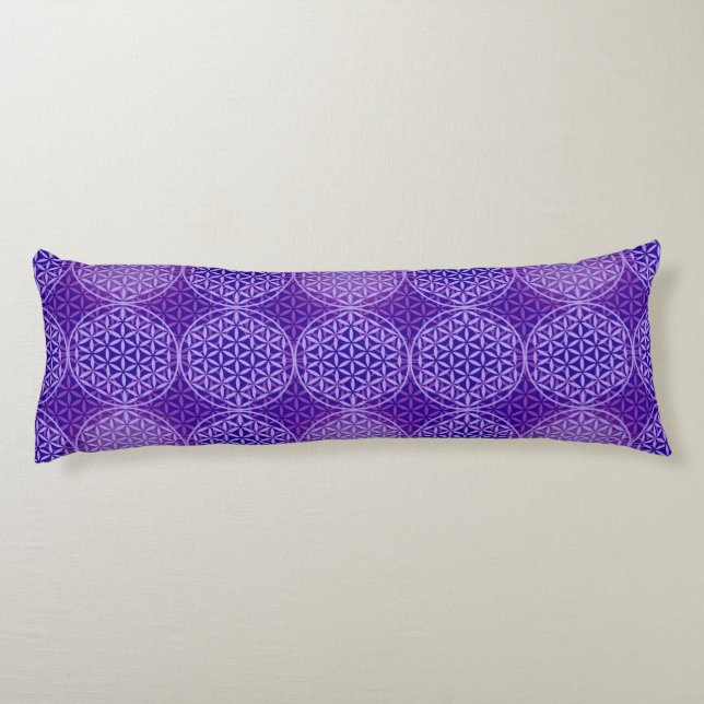 Flower of Life - stamp pattern - purple Body Cushion (Back)