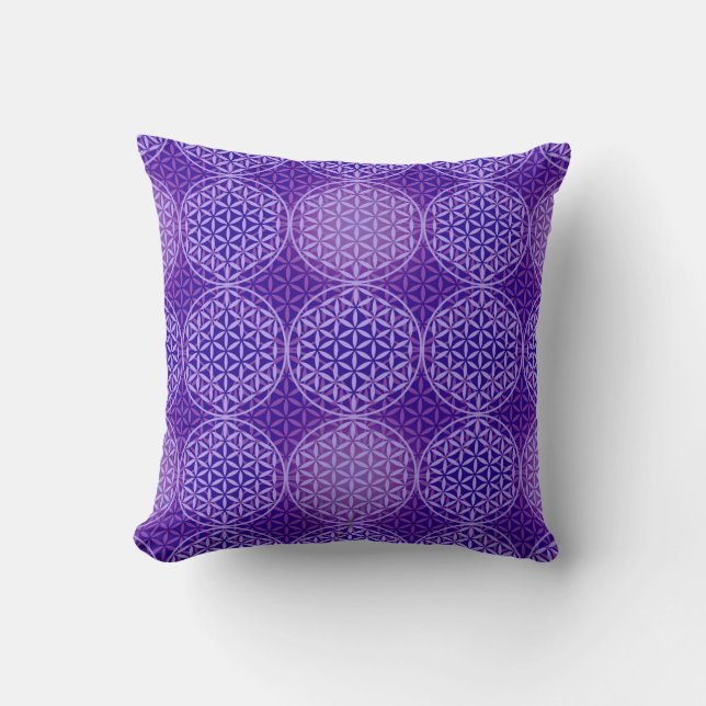 Flower of Life - stamp pattern - purple Cushion (Front)